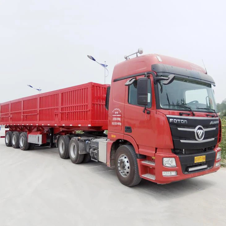 Semi-remorque benne basculante latérale à caisson de conteneur, 3 essieux, 80 tonnes, avec vérin hydraulique